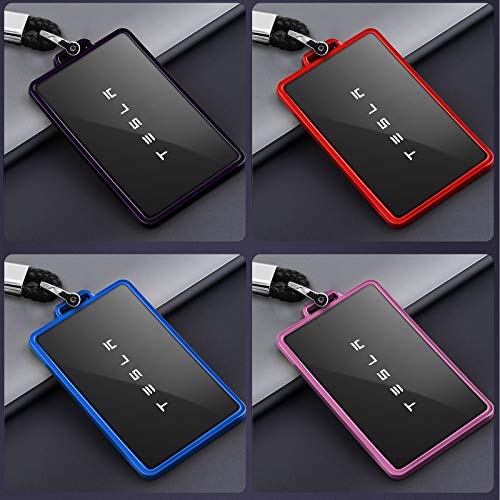 TPU Key Card Holder Case Compatible with Tesla Model 3, Key Protector Cover Accessories Including Key Chain, Red