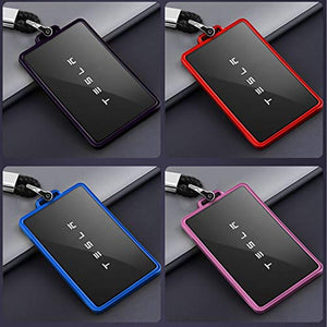 TPU Key Card Holder Case Compatible with Tesla Model 3, Key Protector Cover Accessories Including Key Chain, Silver