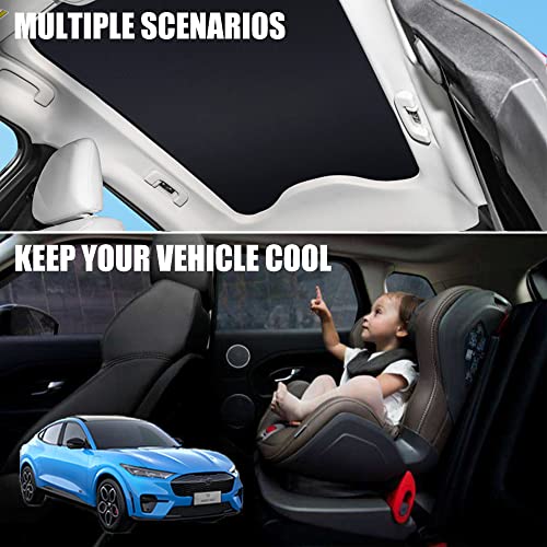 Ford Mustang Mach E Sunshade, Mach-E Accessories,Foldable Glass Roof Sunshade with Sunroof Reflective Covers,Blocks 99% UV Rays and Keep Cool(Black)