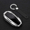 Tesla Model S 3 Y Key Fob Cover Keychain Premium Aluminum Metal for Tesla Model S Model 3 Model Y Smart Romote Key Fob Case Holder Accessories(Platinum Silver)
