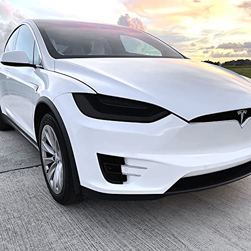 PreCut Vinyl Smoke Tint for 2016-2022 Tesla Model X Headlight & Foglight (1. Full Headlight, 20% Dark Smoke)