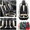 Front & Rear Seat Covers with Headrest Backrest Cushions for Chevy Chevrolet Bolt EV EUV Car Seat Cover Luxury PU Leather Comfortable Stylish Black×Beige