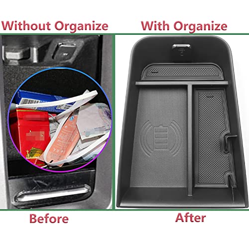 Armrest Storage Box for Ford Mustang Mach-E 2021, Car Wireless Central Center Console Organizer Tray Container Auto Interior Tidying Accessories with Dust Cover