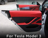 Alcantara Red Top Door Window Position Wrap/Sticker for 2017-2020 Tesla Model 3