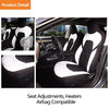 Front Custom Fit Two Tone White/Black Fully Wrapped Fabric Cloth Seat Covers for 2017-2022 Tesla Model 3 & Model Y (2 Pieces)