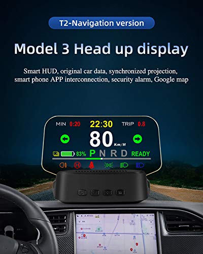 4.2 Inch TFT LCD Digital Smart Gauge Heads Up Display with Speed, Clock, Gear, Battery Power, Mileage and Other Raw Data for Tesla Model 3 & Y