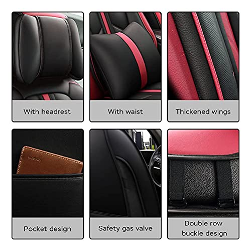 Front & Rear Seat Covers with Headrest Backrest Cushions for Chevy Chevrolet Bolt EV EUV Car Seat Cover Luxury PU Leather Sporty Breathable Comfortable Black