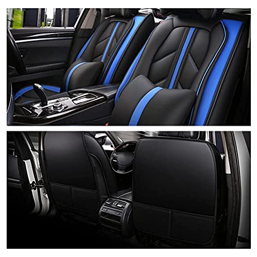 Front & Rear Seat Covers with Headrest Backrest Cushions for Chevy Chevrolet Bolt EV EUV Car Seat Cover Luxury PU Leather Sporty Breathable Comfortable Blue×Black