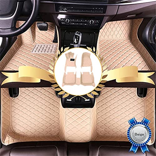 Car Floor Mats for Jaguar I-PACE 2018 Floor Liners Auto Carpets Luxury Leather Waterproof All Weather Protection Full Coverage Full Set (Beige)