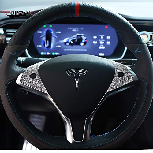 Steering Wheel Control Panel Crystal Bling Decal Decoration Cover Sticker Trim for Tesla model X S