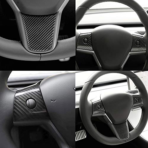 Tesla Model 3 & Model Y Steering Wheel Covers - Glossy Carbon Fiber Pattern