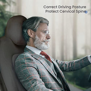 Uniquely Designed Headrest Pillow with Head and Spine Cushion for Tesla Model 3 & Y (Black-1 Piece)