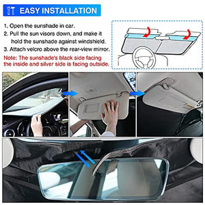 Custom Fit for Windshield Sunshade Chevrolet Bolt EV Hatchback 2017 2018 2019 2020 2021 Window Sun Shade Foldable Sun Shield Upgrade Reflective Polyester Cover Block Heat and Sun