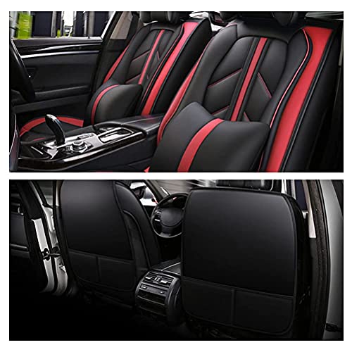 Front & Rear Seat Covers with Headrest Backrest Cushions for Chevy Chevrolet Bolt EV EUV Car Seat Cover Luxury PU Leather Sporty Breathable Comfortable Red×Black