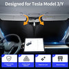 Sunshade Designed for Tesla Model 3/Y Exclusively, Front Windshield, Double Layer Light Blocking Fabric, Foldable Sun Shade with a Storage Bag, Accessories for Tesla Model 3/Y