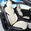 Tesla Model Y 5 Pcs Car Seat Cover Set PU Leather, Fit All Season, Breathable Sweat-Proof, Easy to Clean (Black & Off-White)