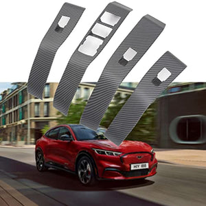 Car Window Lift Switch Panel for Ford Mustang Mach-E 2021, Carbon Fiber Button Border Frame Cover Trim Door Interior Accessories-Matte (4pcs)
