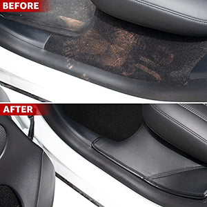 Rear Door Entry Black Leather Protector Mats/Liners for 2020-2022 Tesla Model Y