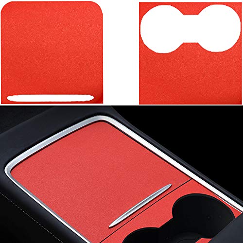 Center Console Wrap Compatible with 2021 Tesla Model 3/Y PVC Material Center Console Cover Interior Decoration Wrap Kit for 2021 Tesla Model 3 Model Y Accessories (Frosted Red)