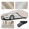 Beige 3 Layer UV Protected All-Weather Full Vehicle Cover for Tesla Model S with Reflective Strips & Zipper for Charging Port Access