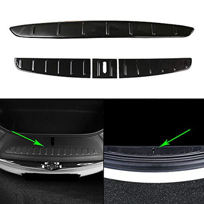 Front & Rear Stainless Steel Trunk Bumper Protector Guard Sill Plates for 2016-2020 Tesla Model X  (Imitation Carbon Fiber)