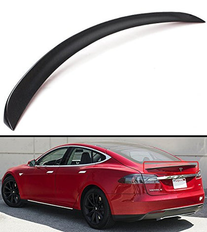 Real Matte Dry Carbon Fiber Sport Trunk Lid Spoiler Wing for 2012-2021 Tesla Model S 75D P85 P90D P100D Long Range