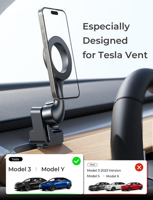 Tesla Phone Mount for MagSafe Car Mount [Never Blocks] Tesla Model 3 Y Phone Mount Tesla Model 3 Y Adjustable Tesla Phone Holder Fits iPhone 15 Pro Max Plus 14 13 12 AIl Phones