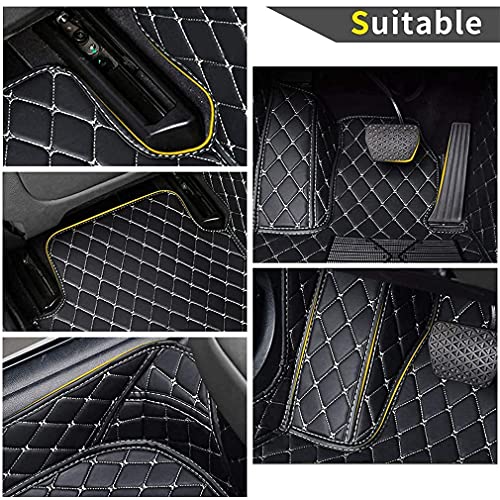 Car Floor Mats for Jaguar I-PACE 2018 Floor Liners Auto Carpets Luxury Leather Waterproof All Weather Protection Full Coverage Full Set (Black+Beige)