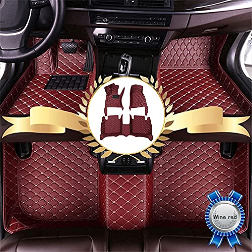 Car Floor Mats for Jaguar I-PACE 2018 Floor Liners Auto Carpets Luxury Leather Waterproof All Weather Protection Full Coverage Full Set (Wine Red)
