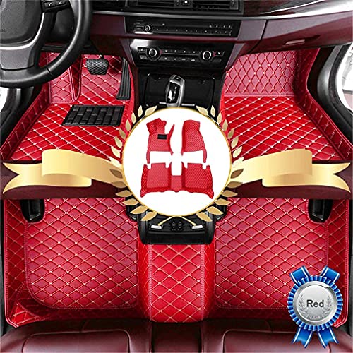 Car Floor Mats for Jaguar I-PACE 2018 Floor Liners Auto Carpets Luxury Leather Waterproof All Weather Protection Full Coverage Full Set (Red)