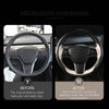Microfiber Two Tone Leather Steering Wheel Cover for 2017-2022 Tesla Model 3 & Y