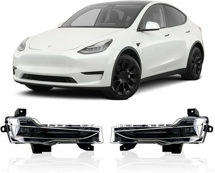 2 Color White & Amber LED Fog Light Lamps for Tesla Model 3 & Y (2 Pieces)
