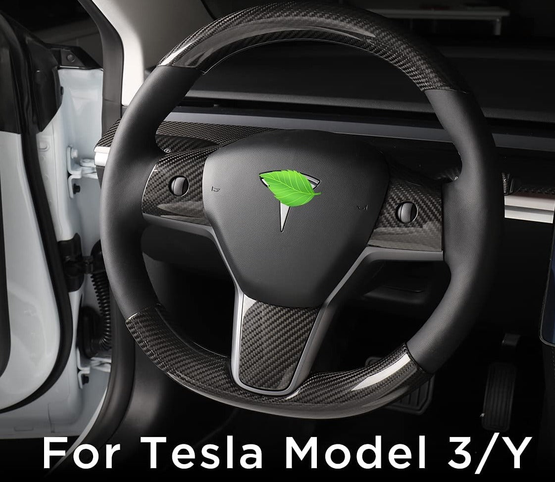 Carbon Fiber Steering Wheel Bottom Cap for Tesla Model 3 & Y