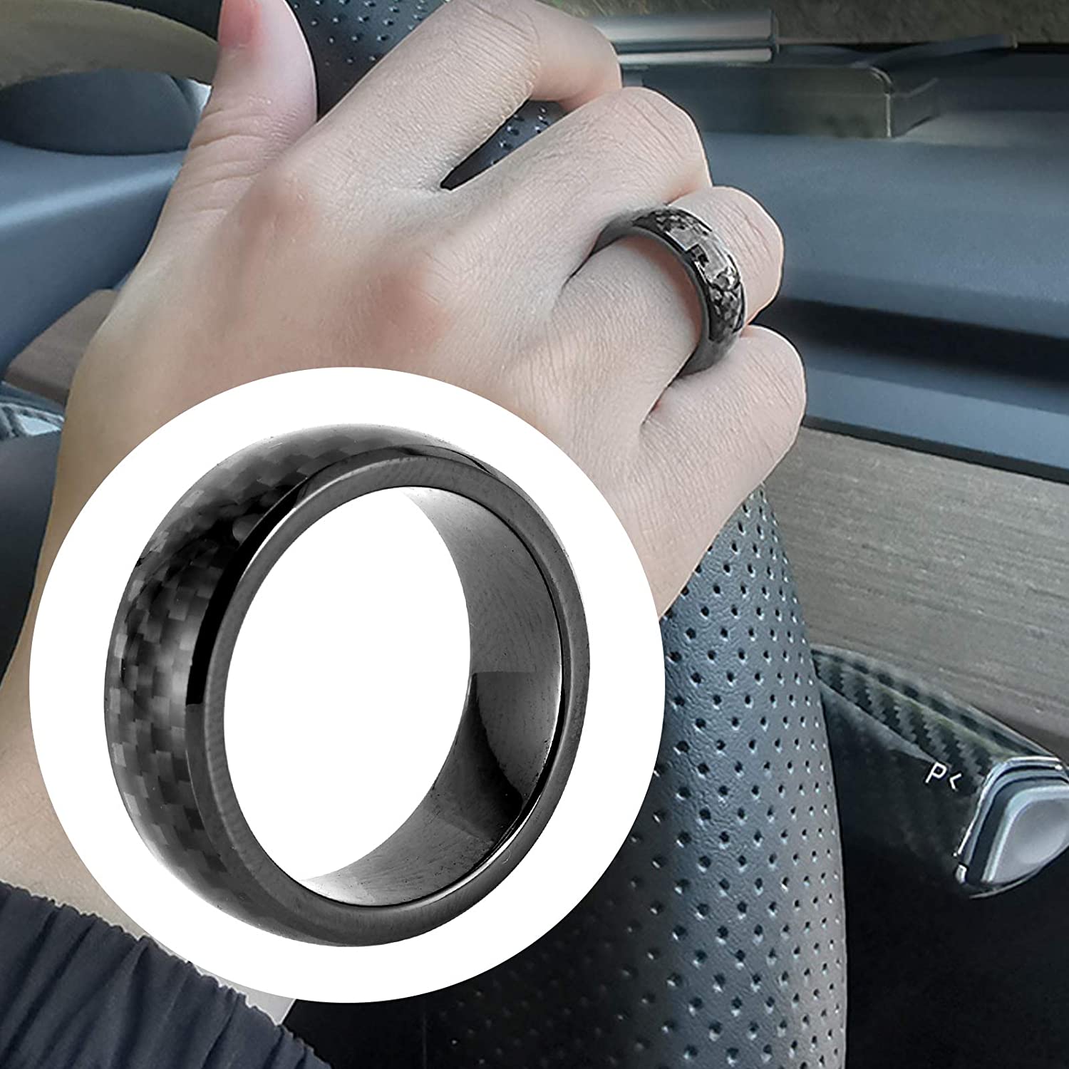 Carbon Fiber Smart Ring for Tesla Model S, 3, X, & Y