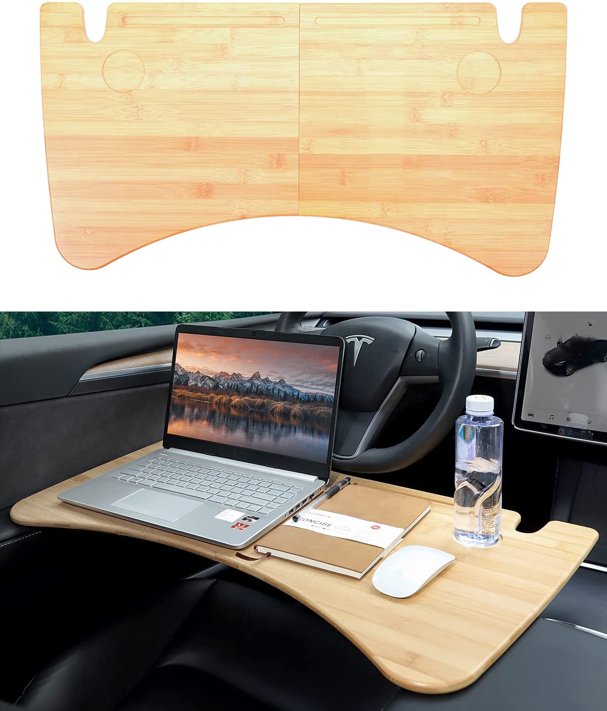 Foldable Eating WoodenTable/Working Desk for Tesla Model 3 & Y