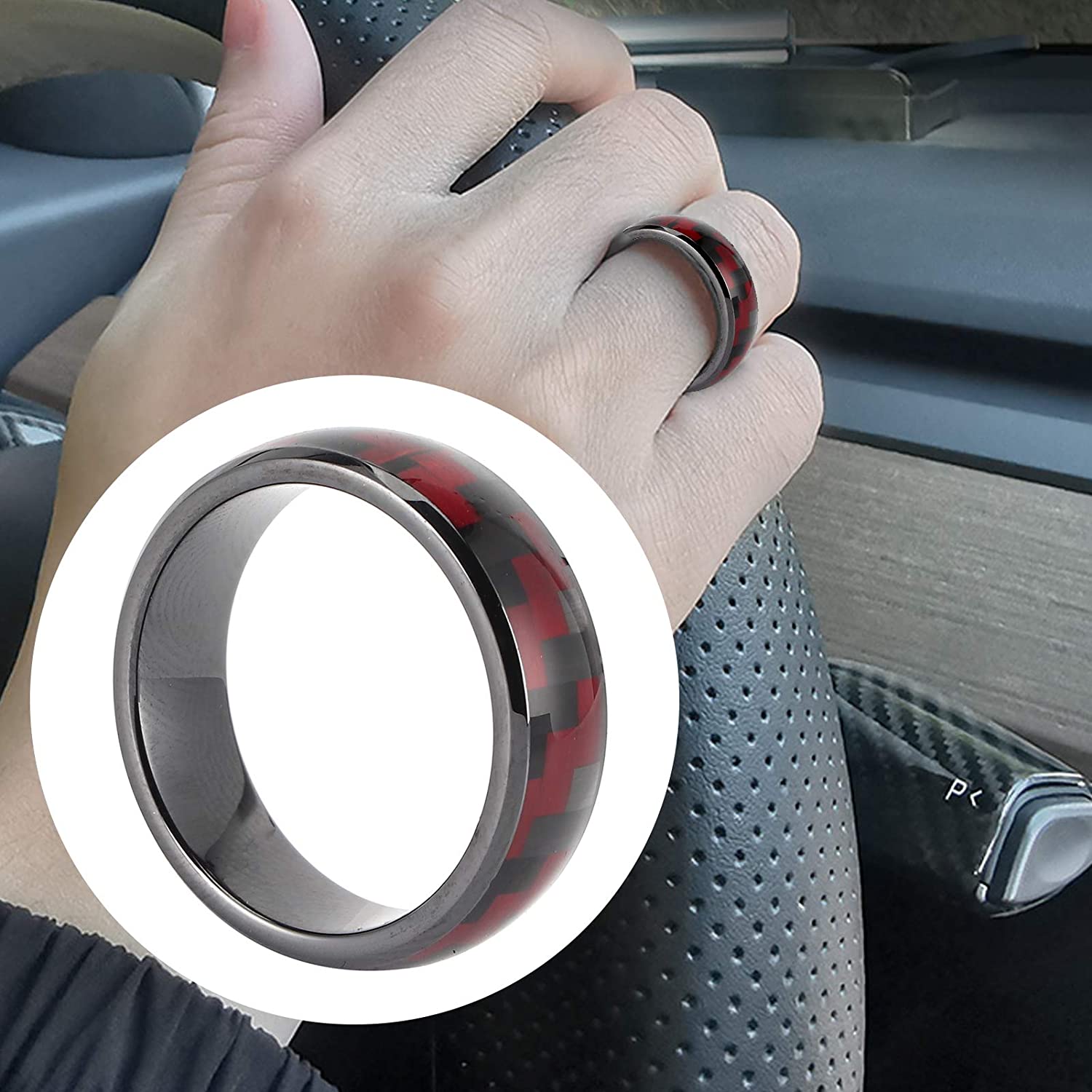 Red Carbon Fiber Smart Ring for Tesla Model S, 3, X, & Y – The EV Shop