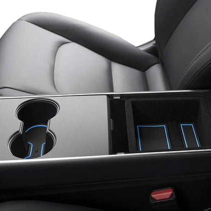 2017-2020 Tesla Model 3 Custom Fit Cup Holder and Center Console Compartment Liner 7 Piece Set