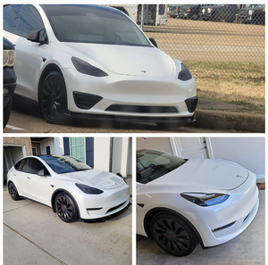 Front Fog Light Trim Cover for Tesla Model Y 2020-2022 Accessories, Fog Lamp Frame Blade Trim,Eyebrow Cover Trim Frame Exterior Decoration, Car Exterior Accessory (Glossy Black)