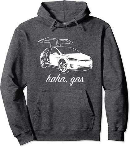 Haha Gas Tesla Pullover Hoodie (Dark Heather)