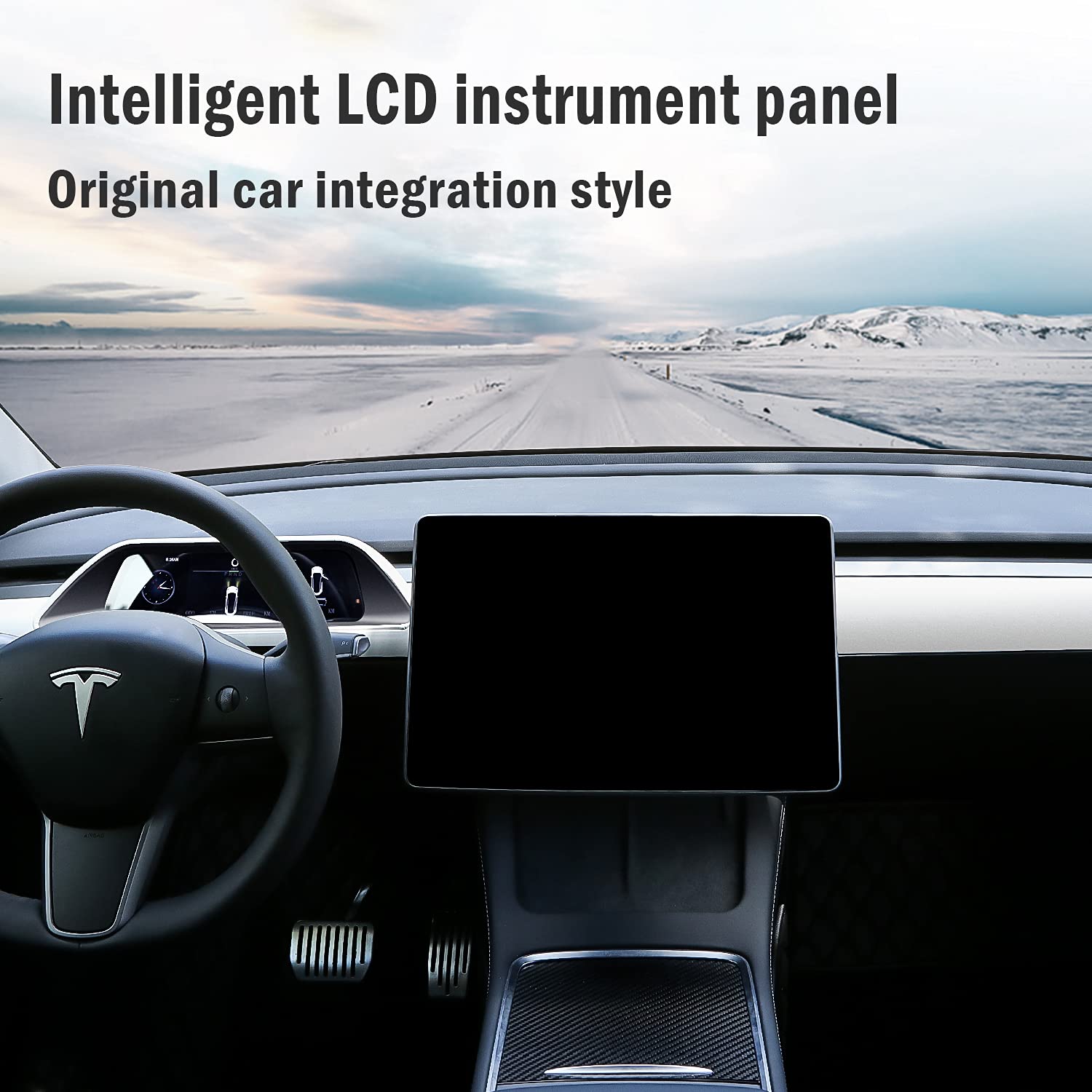 Tesla Model 3 & Y Dashboard Cluster Display with Door Panel Extensions  (Smart Instrument Cluster) - Variety*