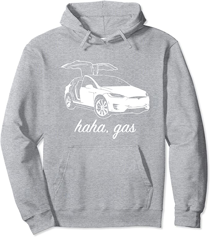 Haha Gas Tesla Pullover Hoodie (Heather Grey)