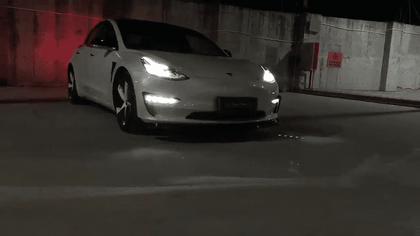 LED White Daytime Running Lights+Amber Dynamic Sequential Turn Signal Fog Lights for Tesla Model 3 & Model Y