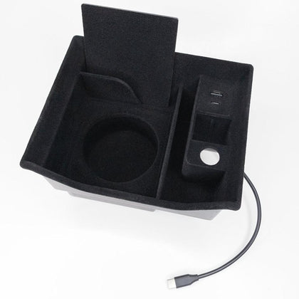 Tesla Model 3 & Y Center Console Tray with 2 USB Ports and 1 Cup Holder