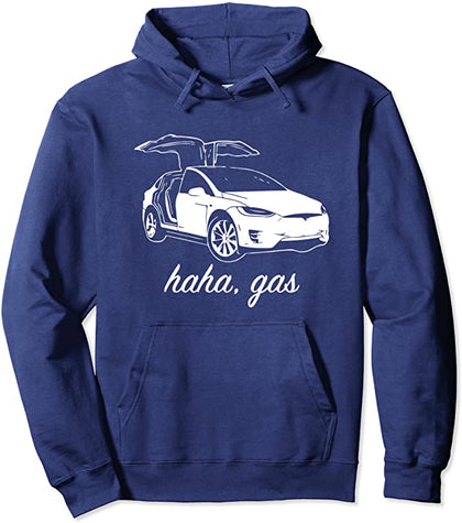 Haha Gas Tesla Pullover Hoodie (Navy)