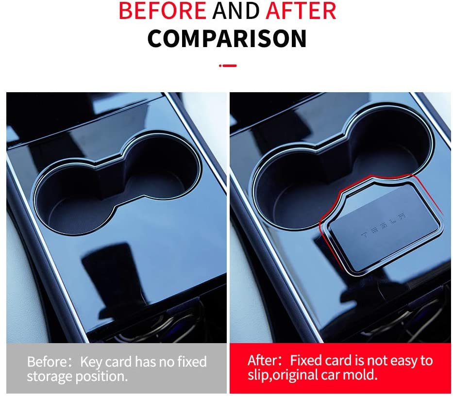 2017-2020 Tesla Model 3 & Y Center Console Anti-Slip Premium Key Card Holder