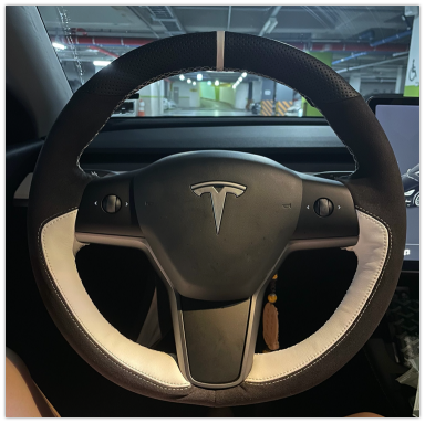 Suede Leather White Protective Covers For Tesla Model 3 2017 2020 Interior Accessories steering Wheel Cover Hand-stitched Case