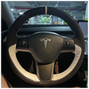 Suede Leather White Protective Covers For Tesla Model 3 2017 2020 Interior Accessories steering Wheel Cover Hand-stitched Case