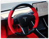 Carbon Fiber and Red Leather Steering Wheel Cover for Tesla Model 3 & Y