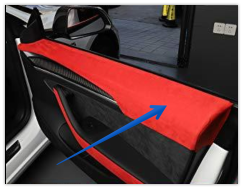 Alcantara Red Suede Top Door Window Position Wrap/Sticker for 2021 Tesla Model 3 (4 Piece Set)