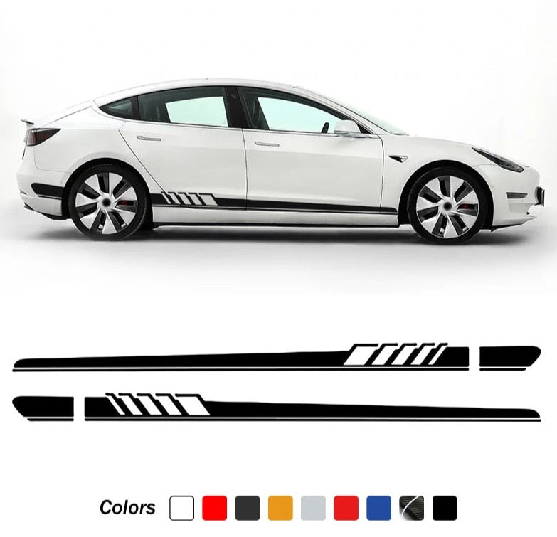 2 Pieces Vinyl Decal Door Side Skirt Stripes Sill Sticker for Tesla Mo –  The EV Shop